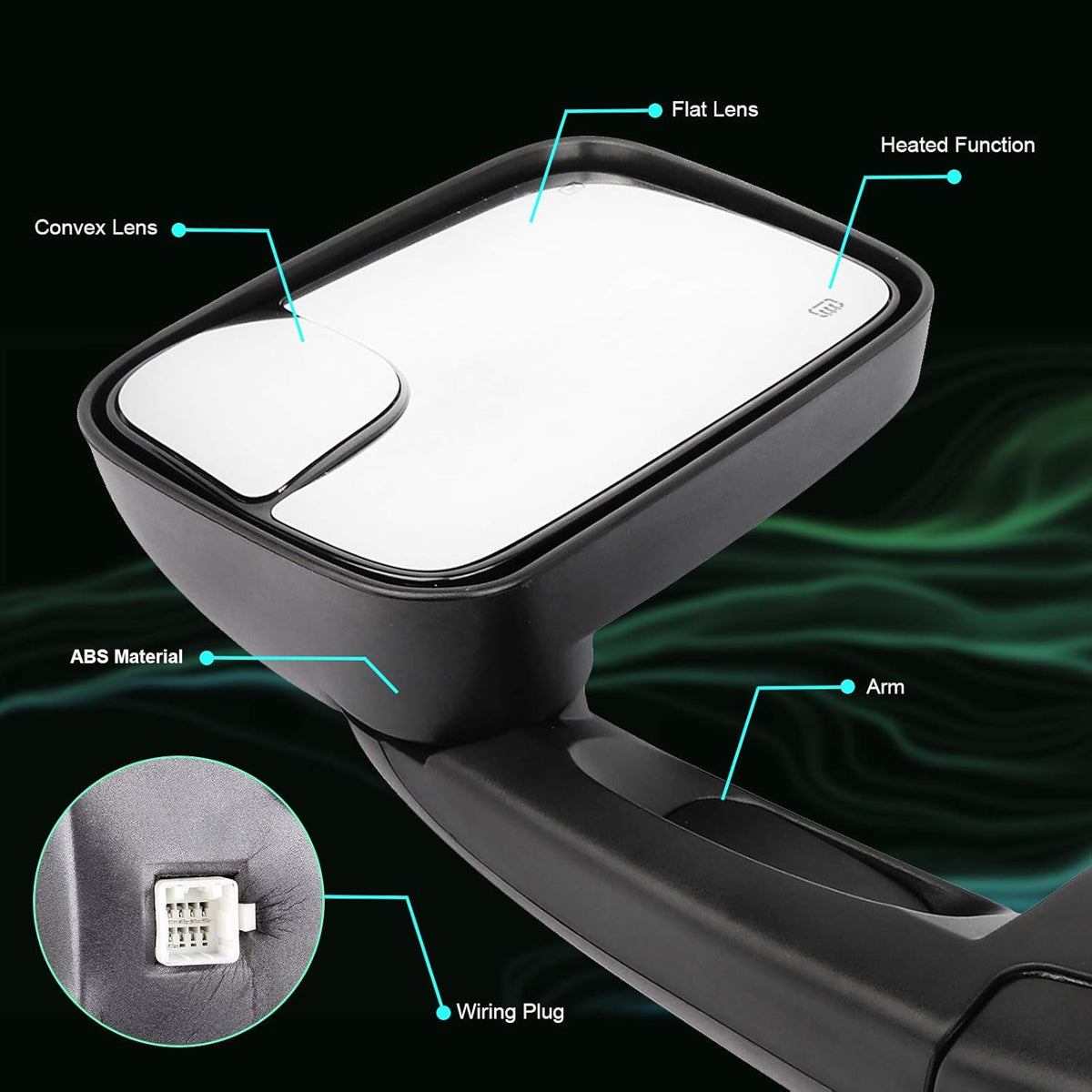 Passenger Side Power Heated Manual Telescoping Tow Mirror R634519