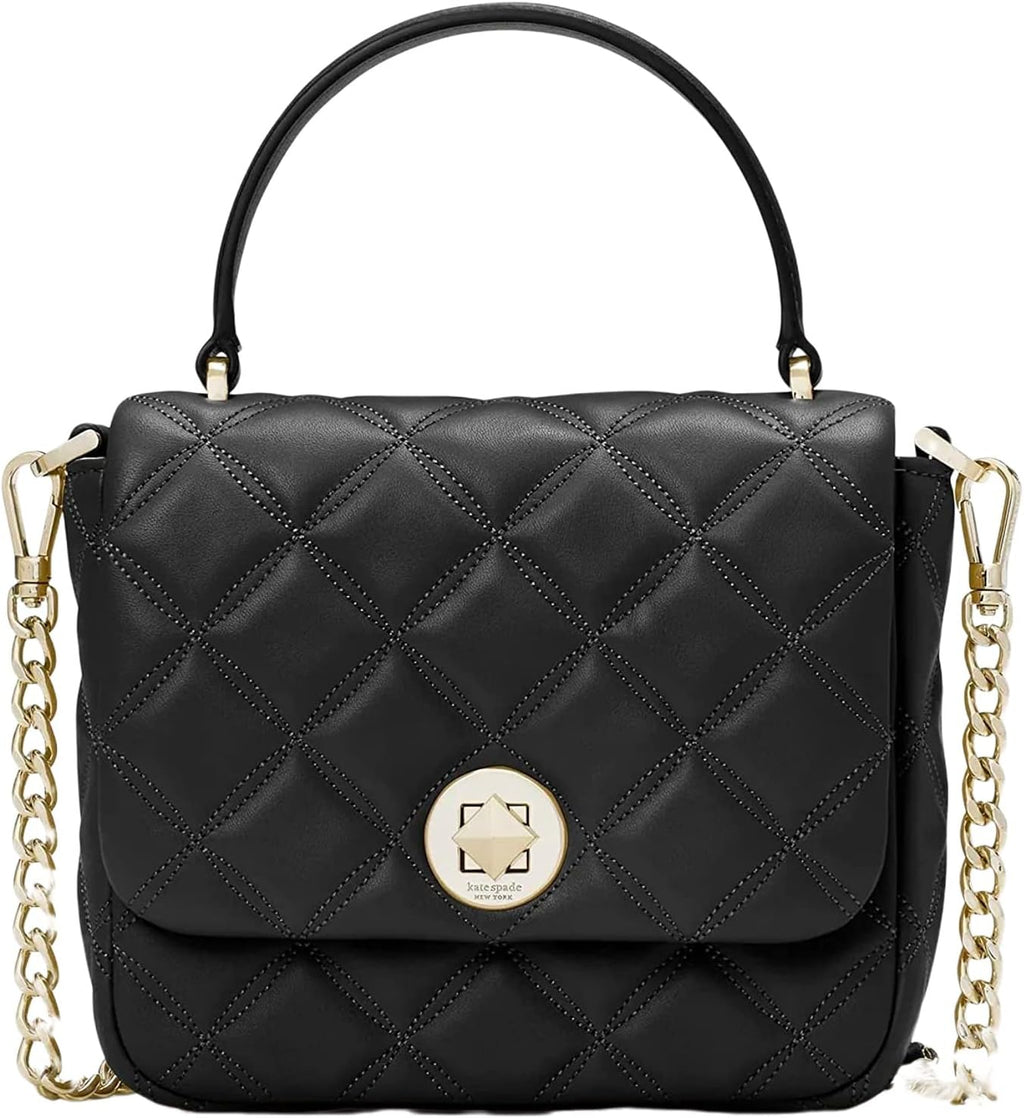 Quilted Leather Square Crossbody (Black) X41056