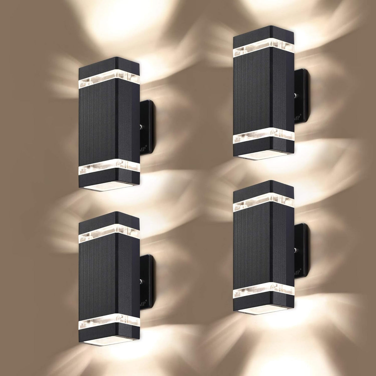 2 Pack LED Square Up and Down Outdoor Wall Light Aluminum Waterproof 3000k 5W E2618