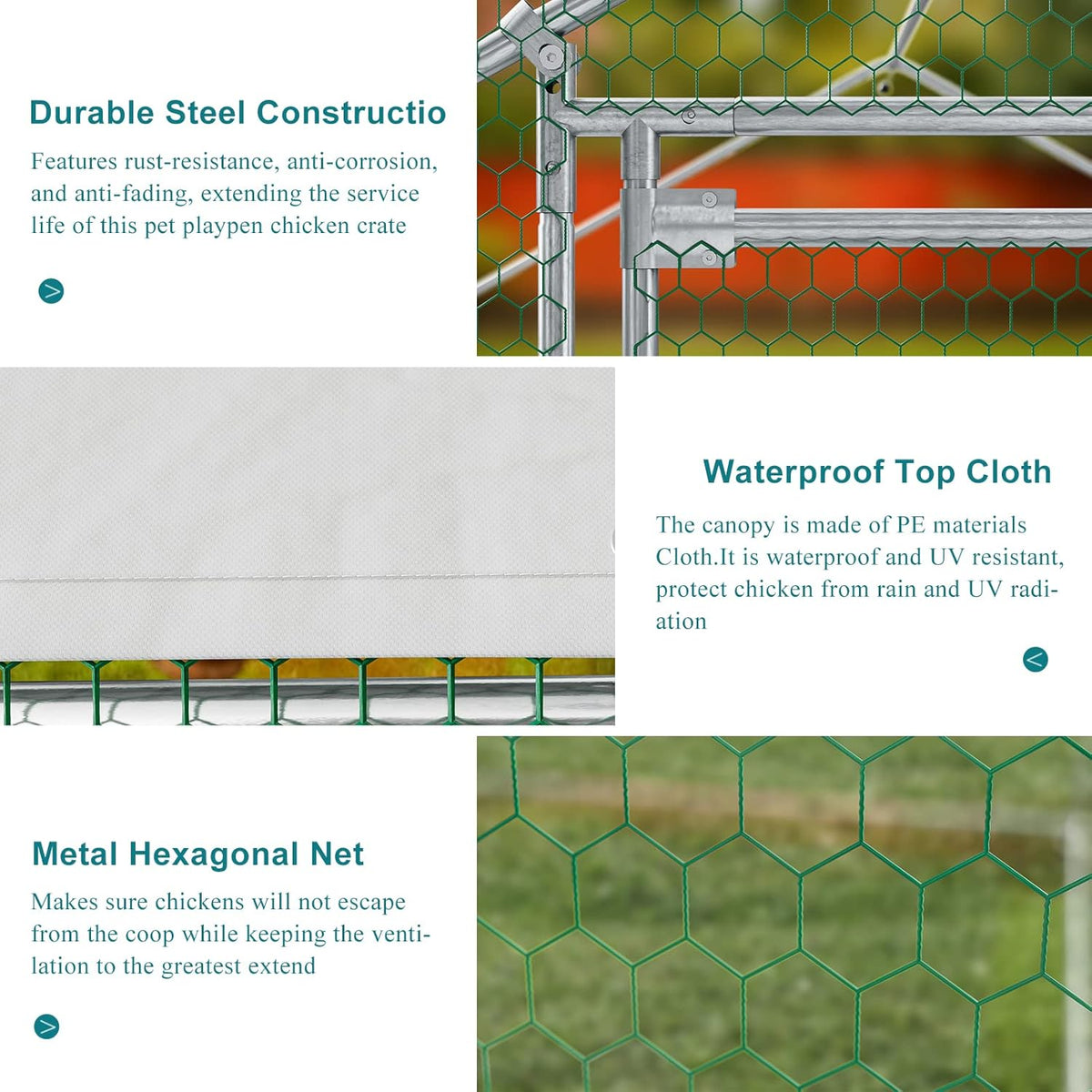 Metal Chicken Coop Galvanized Steel Walk-in Poultry Cage Z977848