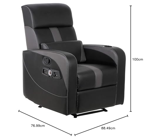 Black Recliner Gaming Chair with Bluetooth Audio System and Footrest K9289