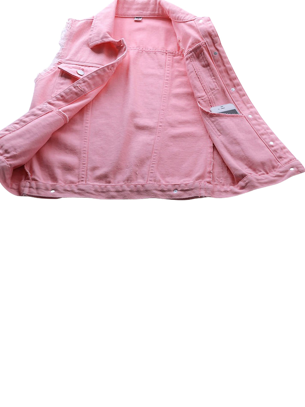 Plus Size Crop Distressed Jean Vest Jackets With Pockets R777425