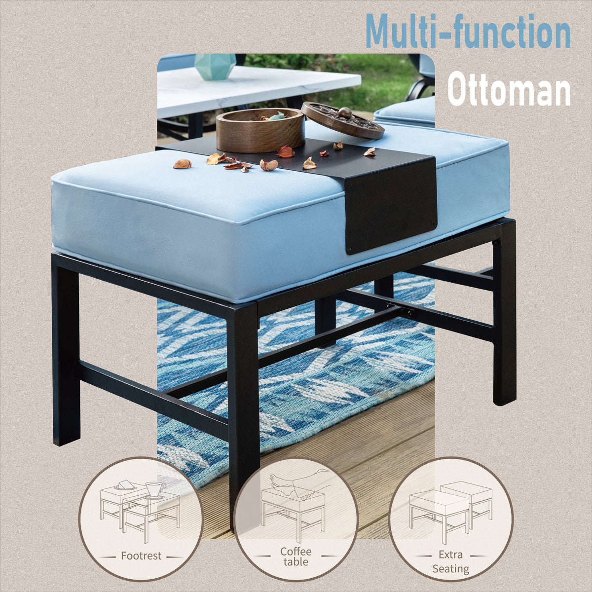 Blue Steel Sofa Outdoor Furniture Set X760272