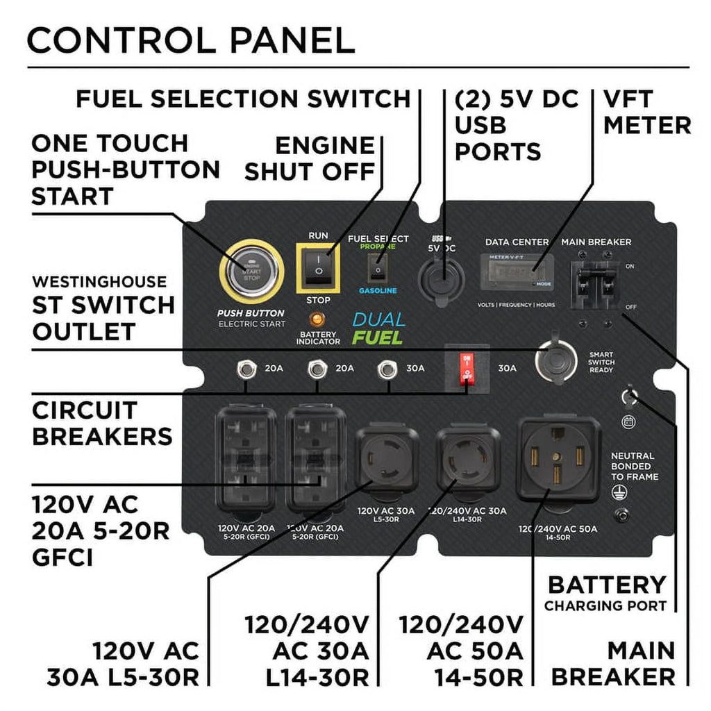 15,000 Peak Watt Dual Fuel Portable Generator D929