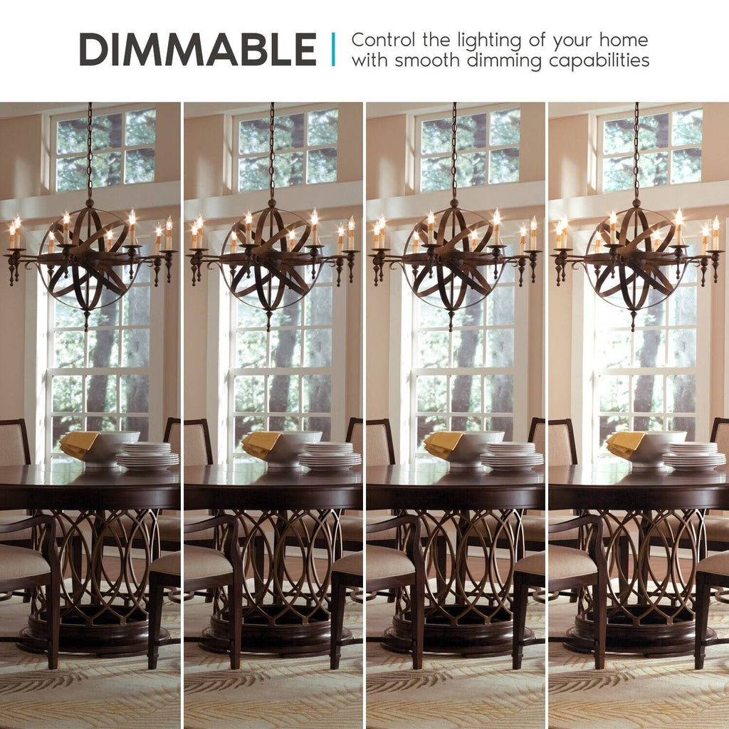Vintage Candelabra E12 LED Bulb 5w, 550 Lumens, 2700K Warm White, Dimmable, Flame Tip Clear Glass (24 Pack) L3303