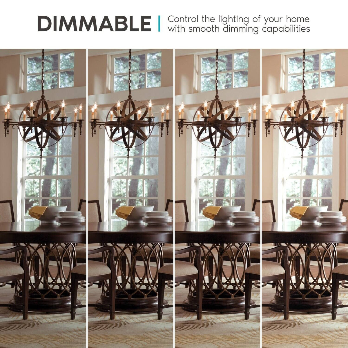 Vintage Candelabra E12 LED Bulb 5w, 550 Lumens, 2700K Warm White, Dimmable, Flame Tip Clear Glass (24 Pack) L3303