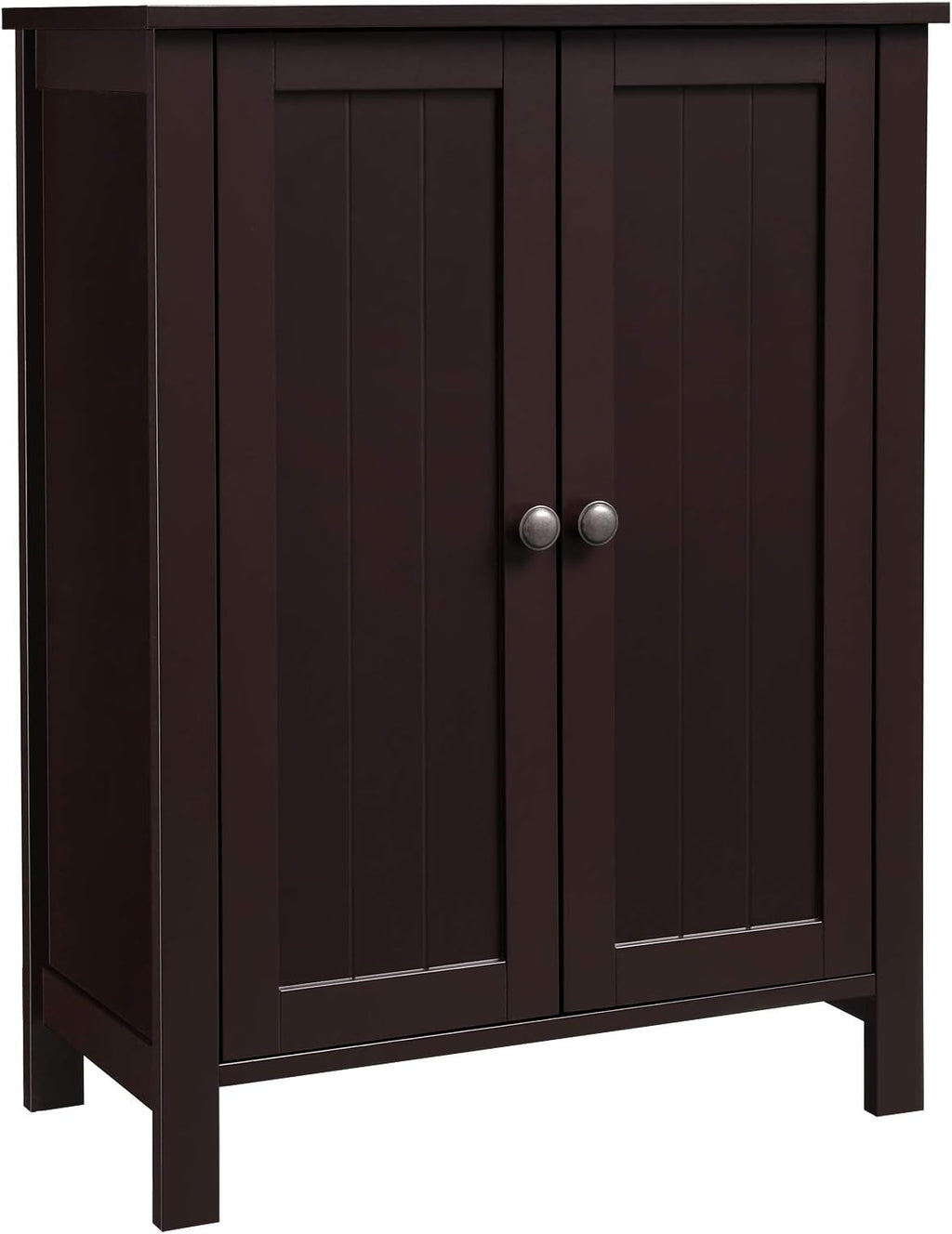 Brown Double Door Bathroom Floor Storage Cabinet with Adjustable Shelf R729295