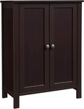Brown Double Door Bathroom Floor Storage Cabinet with Adjustable Shelf R729295
