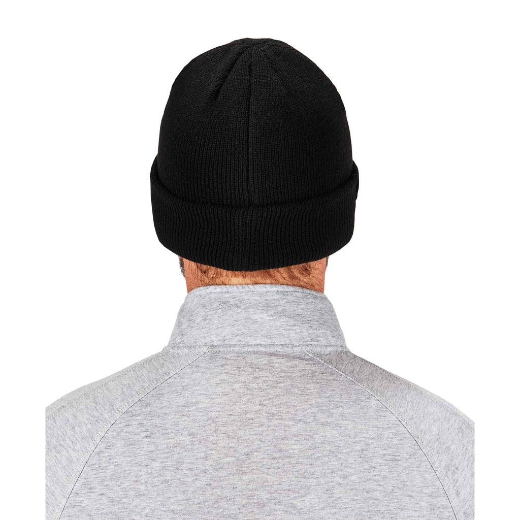 Black Rib Knit Hat with Bump Cap Insert F723576