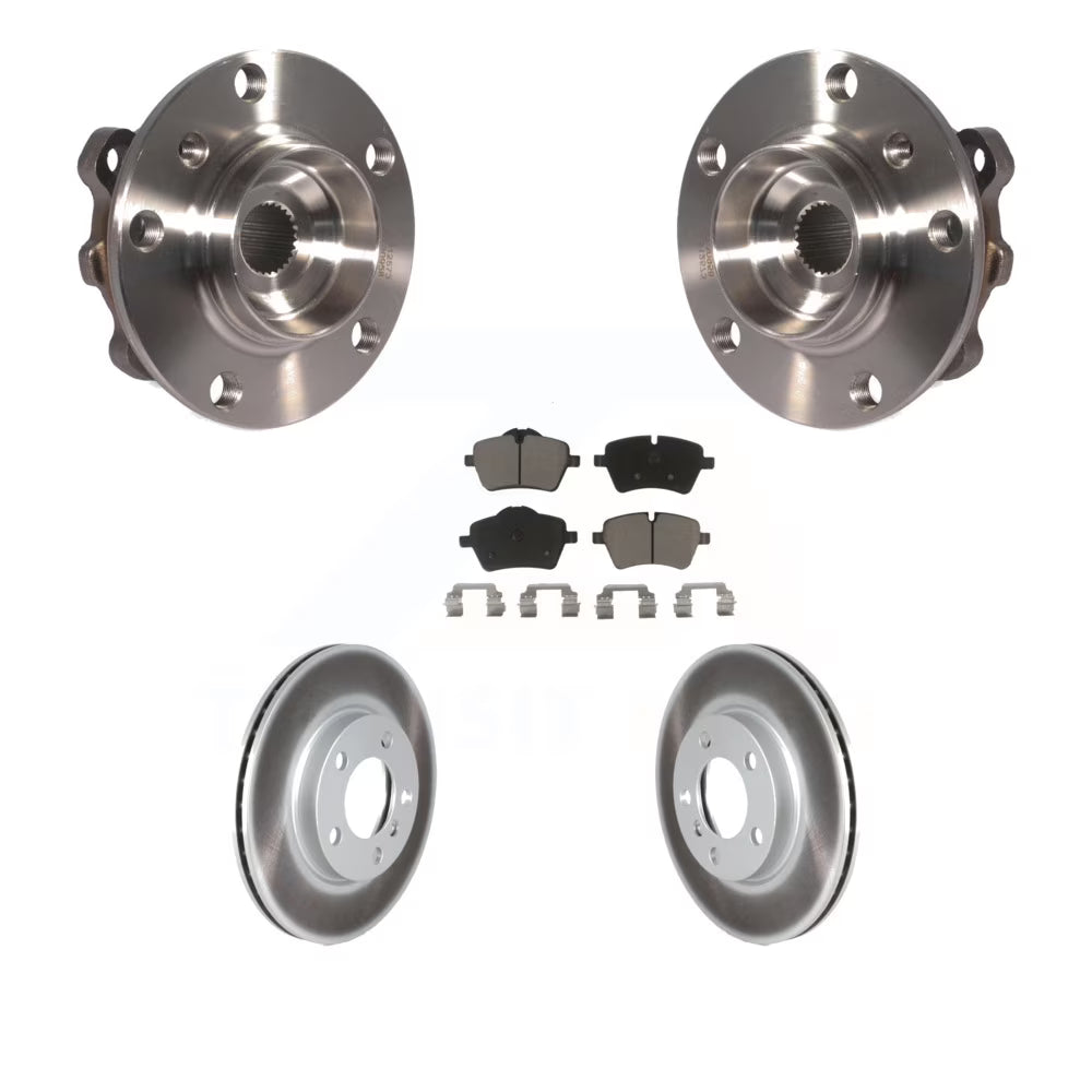 Front Hub Bearing Assembly with Coated Disc Brake Rotors and Ceramic Pads Kit J909