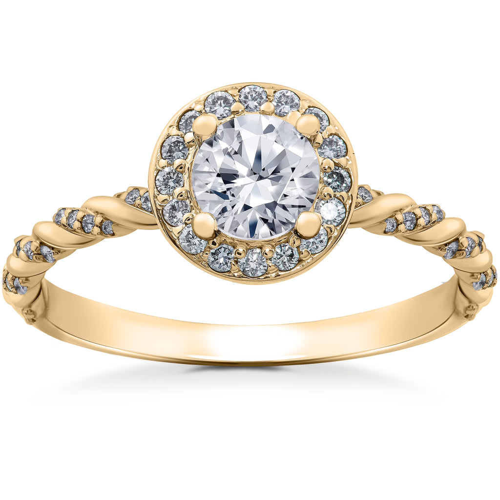 14k White, Yellow, Rose Gold Lab Grown Diamond Halo Engagement Ring O6274