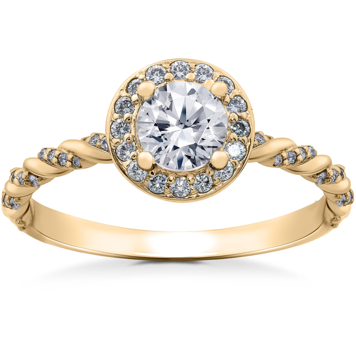 14k White, Yellow, Rose Gold Lab Grown Diamond Halo Engagement Ring O6274