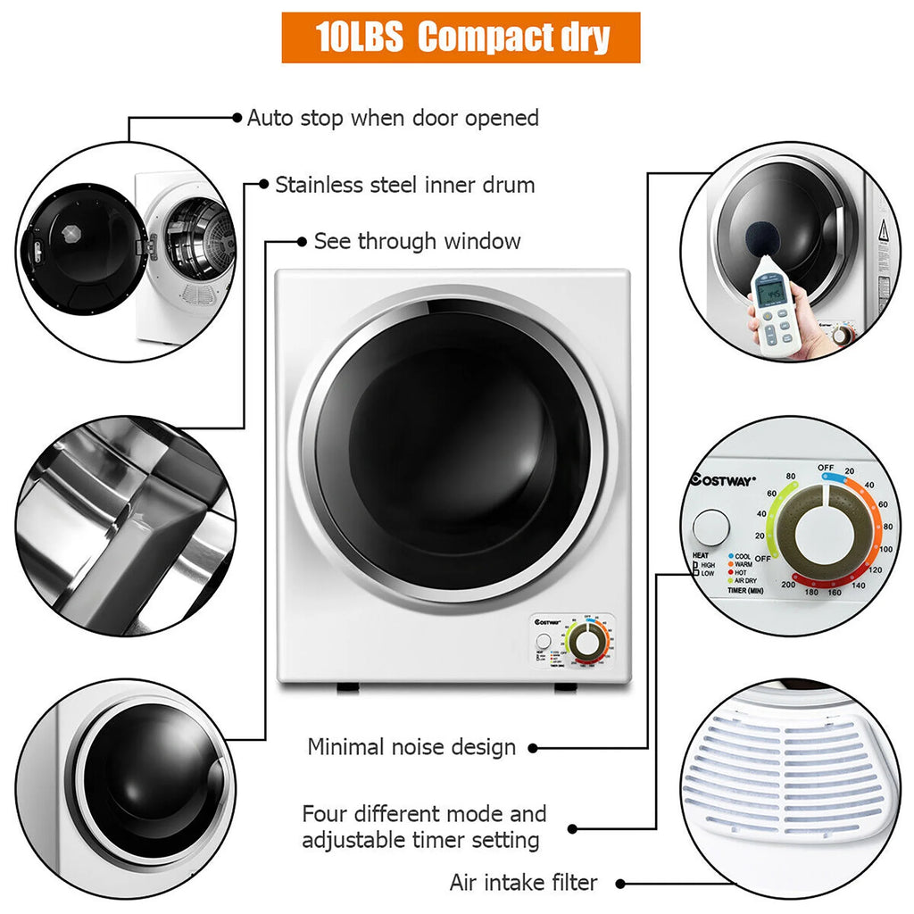 Compact Electric Cloth Dryer Stainless Steel Wall Mounted 1.5 cu.ft. M644