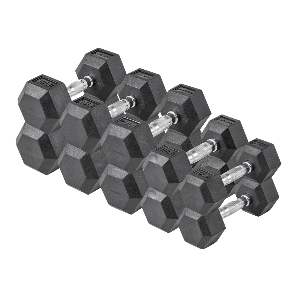 200 lb Hex Rubber Dumbbell Set T40692
