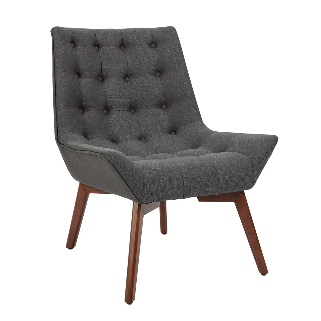 Charcoal Fabric Tufted Chair with Coffee Legs Y950630