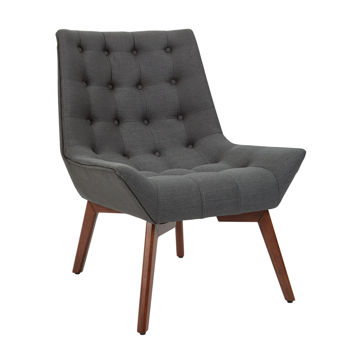 Charcoal Fabric Tufted Chair with Coffee Legs Y950630