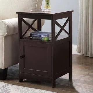 Espresso Brown End Table with Cabinet L961