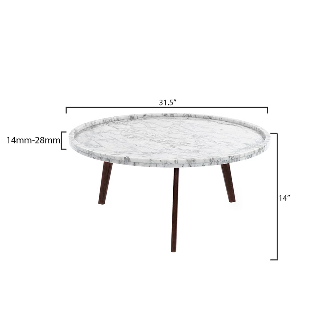 White and Brown Round Marble Coffee Table D48599
