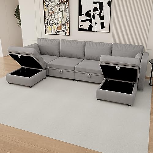 Navy U Shaped Sectional Sofa with Storage I8606