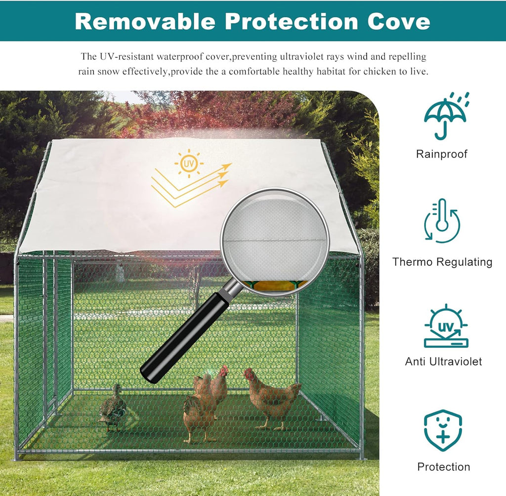 Metal Chicken Coop Galvanized Steel Walk-in Poultry Cage Z977848