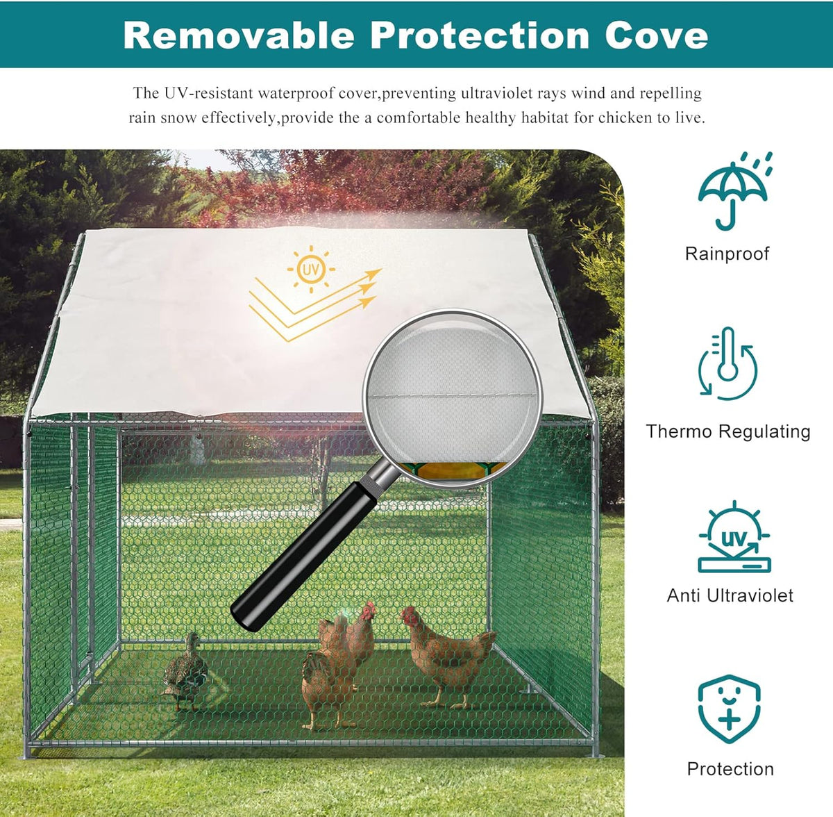 Metal Chicken Coop Galvanized Steel Walk-in Poultry Cage Z977848