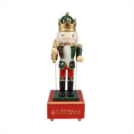 Wooden Musical Christmas Nutcracker King with Scepter L361300