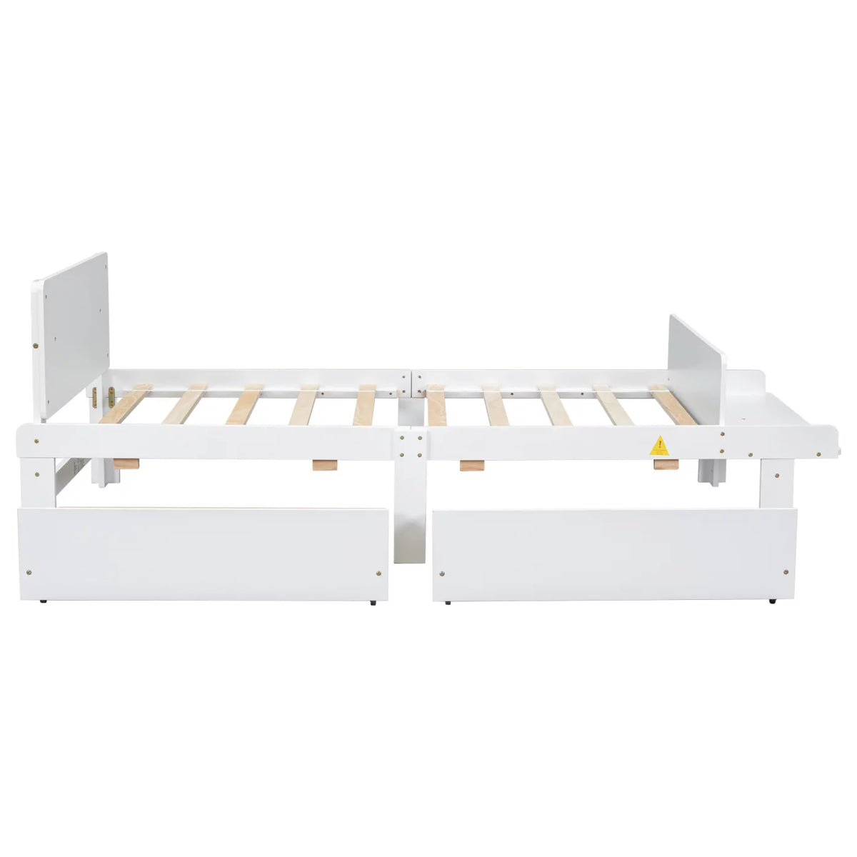 White Twin Size Wood Platform Bed Frame with 2 Storage Drawers K607
