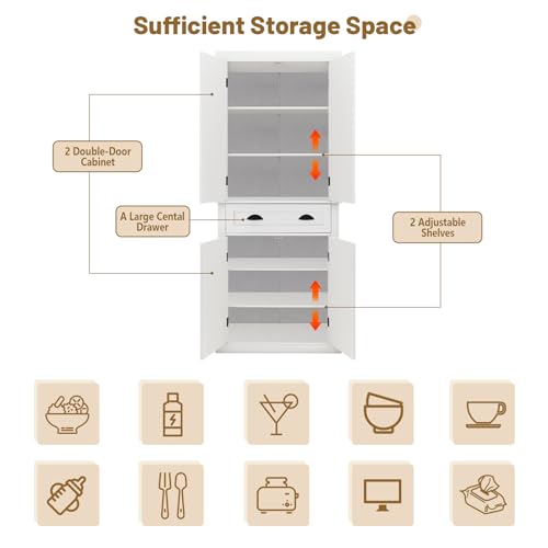 50" LED Kitchen Pantry Storage Cabinet with 2 Doors and Shelves S733156
