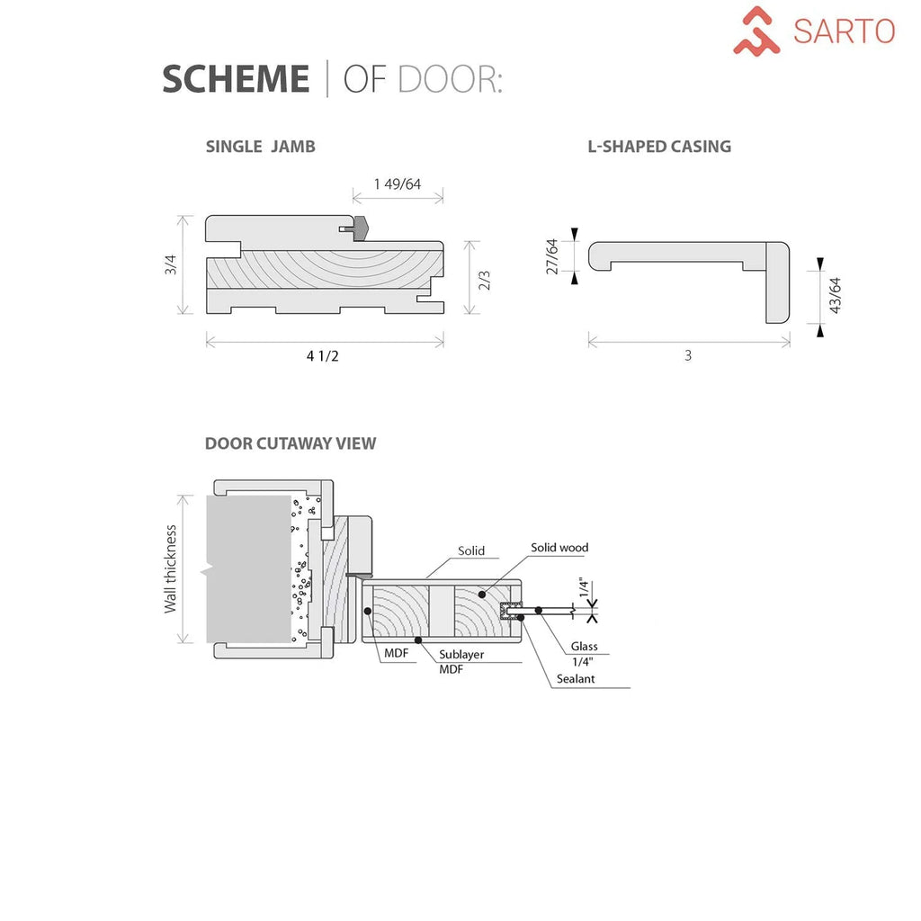 French Door 18" x 80" Painted Grey Single Panel B92108