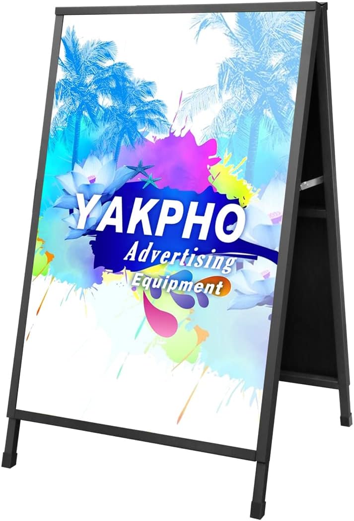 Heavy Duty Double-Sided Folding A-Frame Sidewalk Sign 24x36 Inch Black Coated Steel Metal Frame Only Pack of 2 G507496