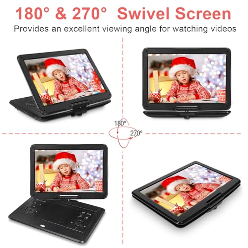 16.9" Portable Mobile DVD Player with 14.1" Large Swivel Screen with 6 Hrs Rechargeable Battery (Blue) J27808