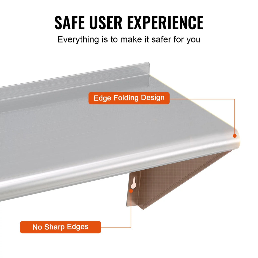 Stainless Steel 24" x 12" Wall Mounted Shelf D524