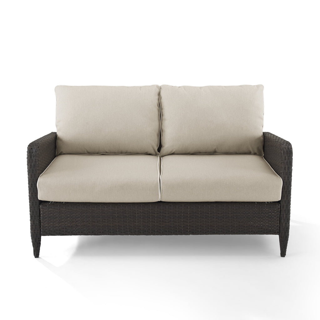 Beige Outdoor Wicker Loveseat R69674