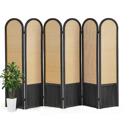 4 Panel Folding Rattan Room Divider X6437