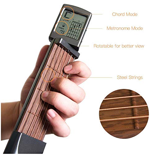 Portable Guitar Chord Practice Tool with Rotatable Chords Chart Screen M37126