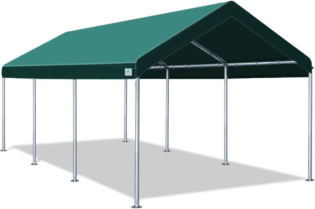 Adjustable 10x20 ft Heavy Duty Carport Canopy, Green J474715