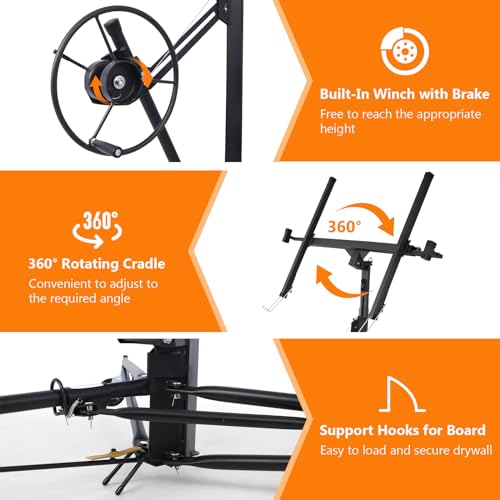 Drywall Lift 11FT 150LBS Heavy Duty 360° Adjustable Black A606791