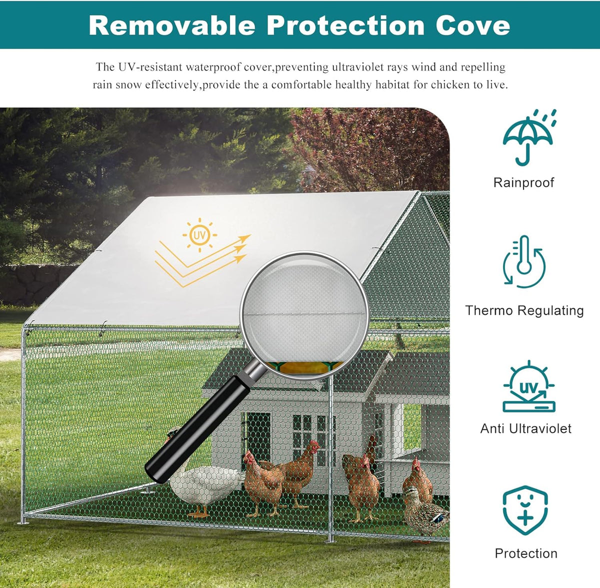 Metal Chicken Coop Galvanized Steel Walk-in Poultry Cage Z977848