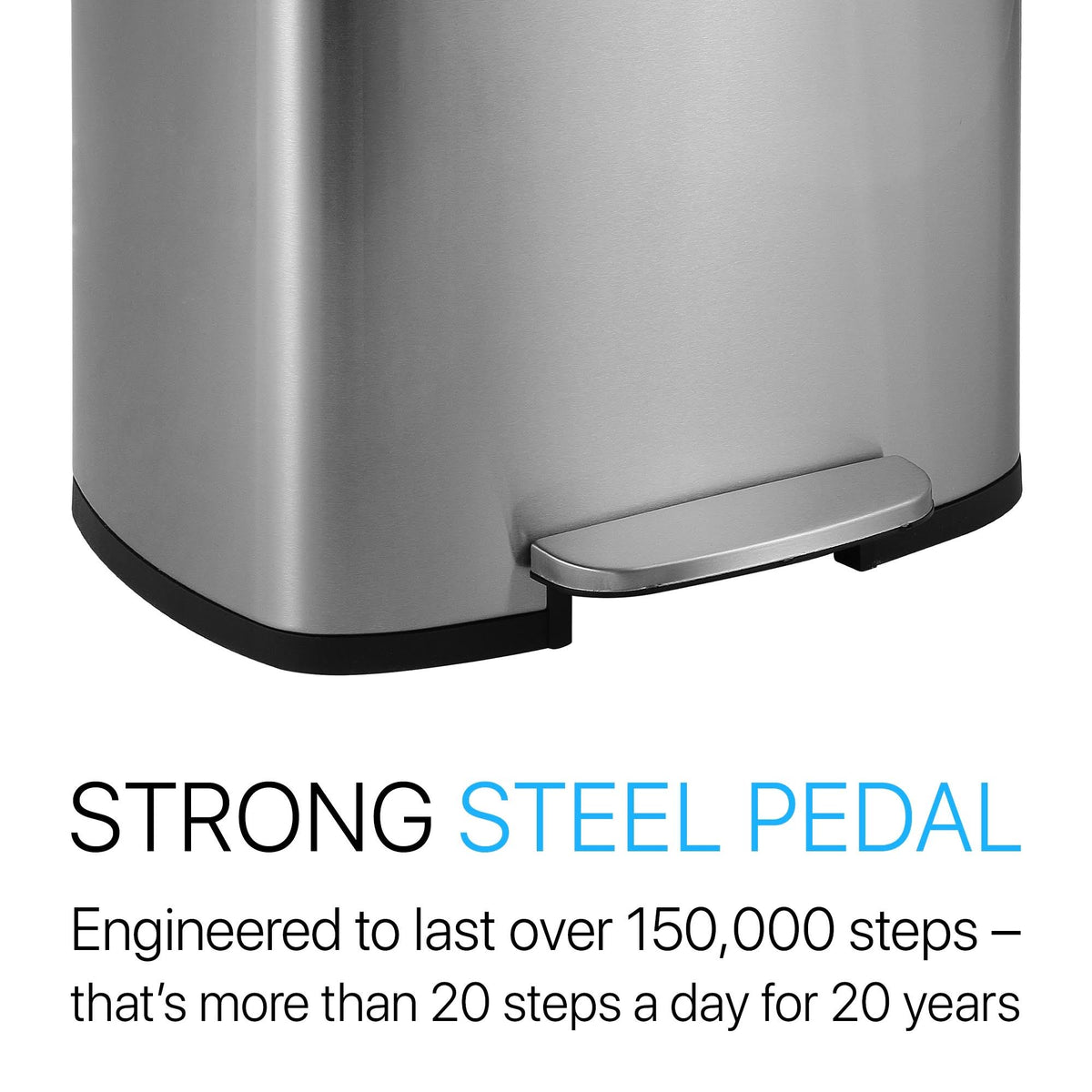 Rectangular 13-Gallon Stainless Steel Trash Can with Soft-Close Lid W880