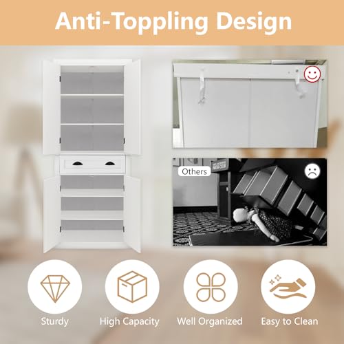 50" LED Kitchen Pantry Storage Cabinet with 2 Doors and Shelves S733156