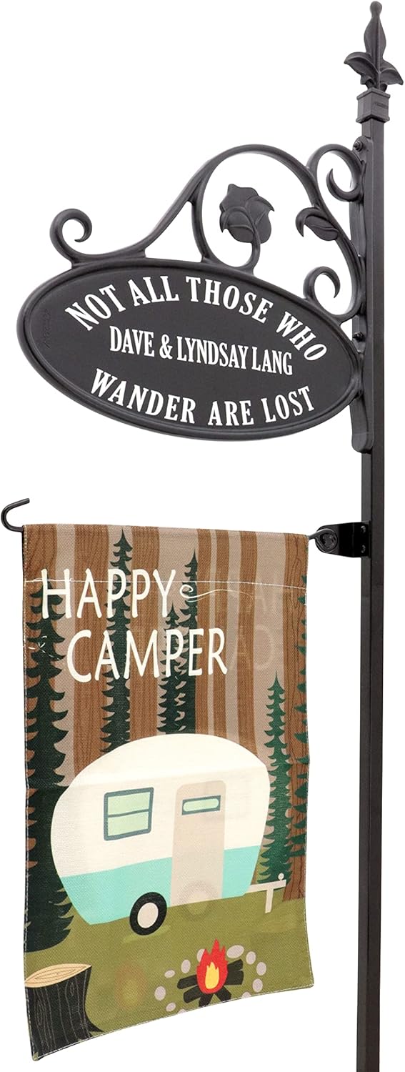 Double Sided Reflective Camping RV Park Sign with Flag I1944