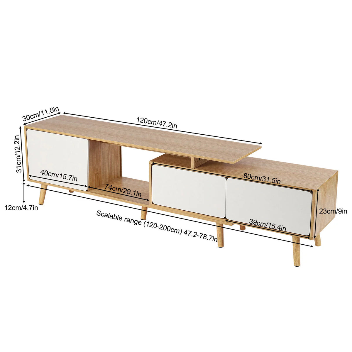 MDF TV Stand with 3 Storage Cabinets J1242