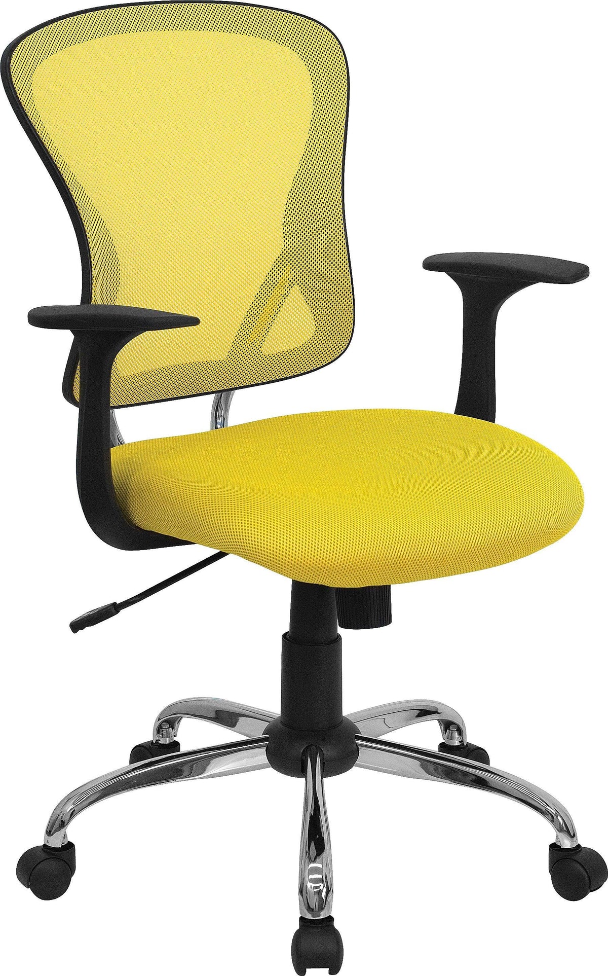 Yellow Mid-Back Mesh Swivel Task Chair with Chrome Base M1492