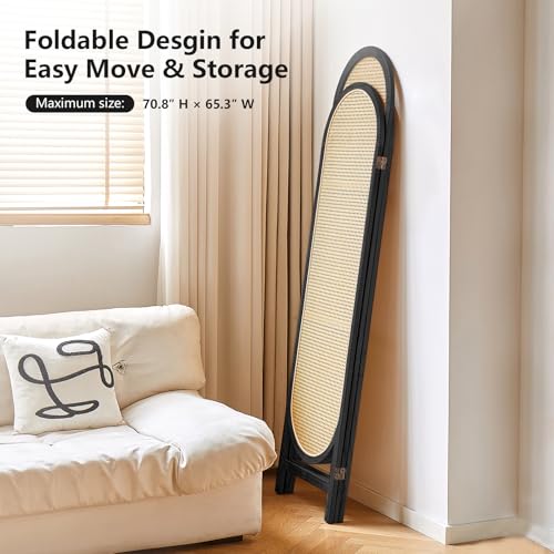 4 Panel Folding Rattan Room Divider X6437