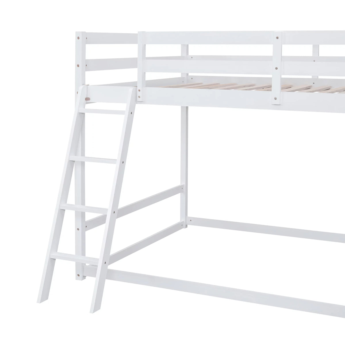 Full Over Full Solid Wood Bunk Bed with Slide and Bookshelves Y17946