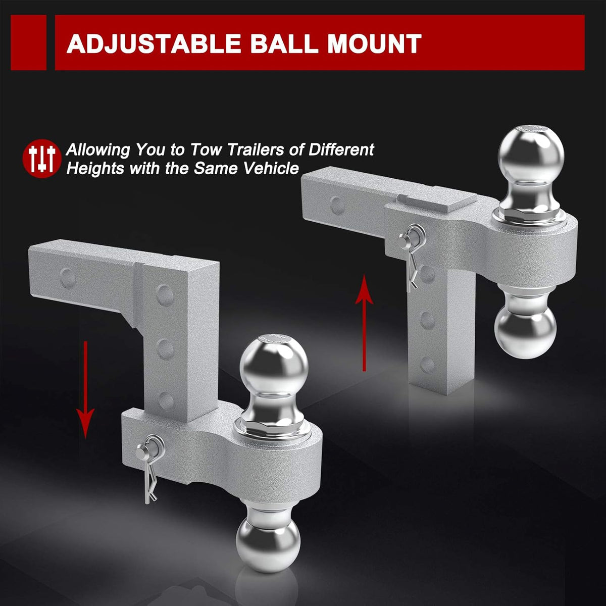 Adjustable Trailer Hitch Dual Ball Mount 5,000 LBS Capacity A572621