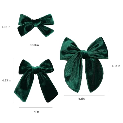 Red Velvet Ribbon Hair Bows 6PCS 3 Styles Y183