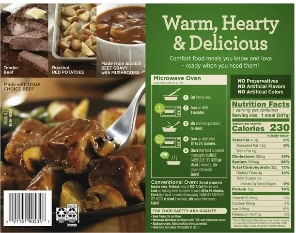 Steak & Roasted Potatoes Frozen Meal, 11.9 oz, Pack of 6 U91548