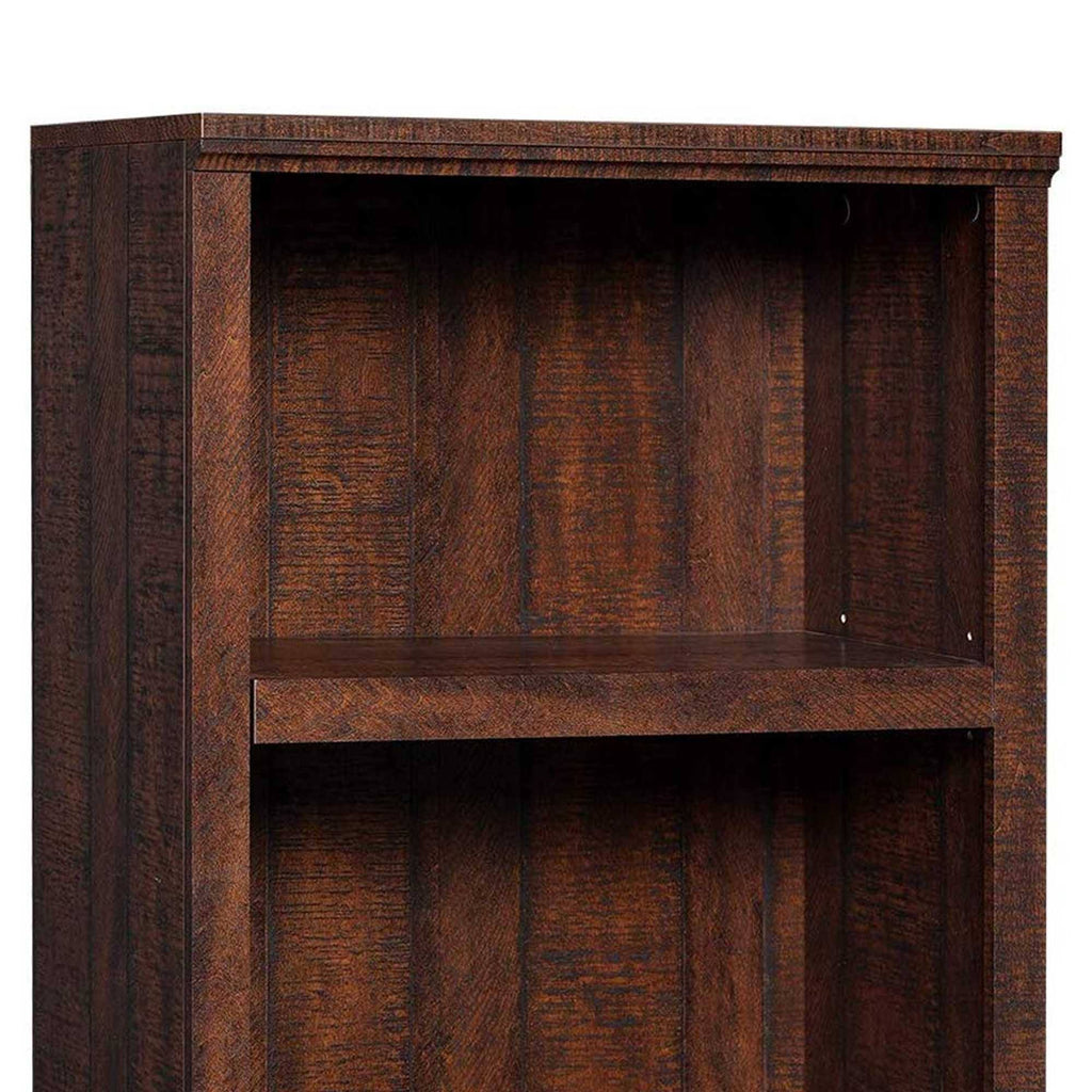 Walnut Brown Wooden 3 Tier Bookcase with Adjustable Shelves U264