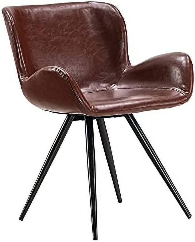 Faux Leather Dining Chairs Set of 2 with Black Metal Legs G2817